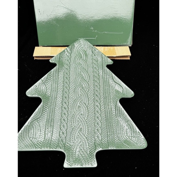 Melamine Knit Sweater Motif Design Christmas Platter Tree Brand New In Box! - Picture 8 of 11